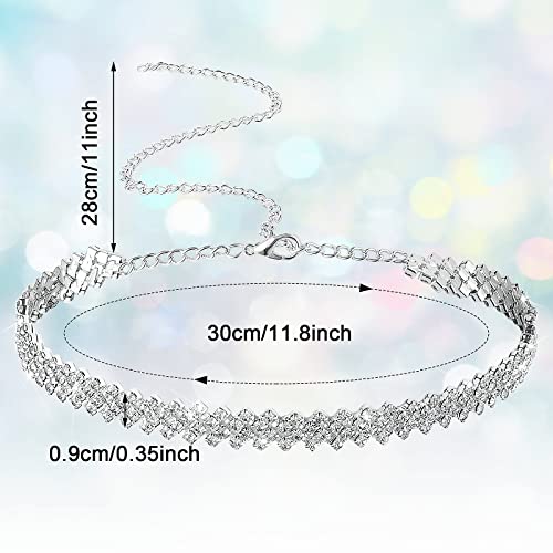 DIVINA VITAE Strass Choker Kristall Diamond Row Halskette - Glänzende Schmuck für Damen, Silber Einfache Party Kette für Mädchen, Frauen und Mutter