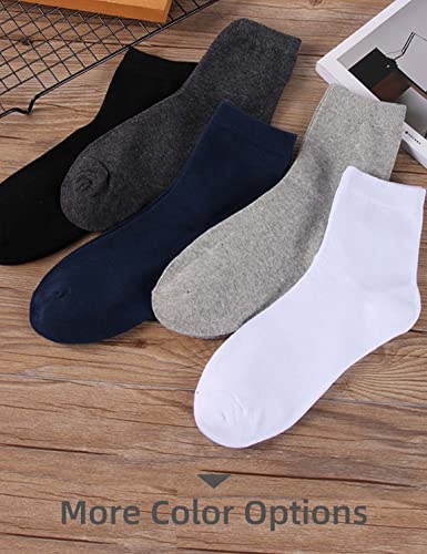 [Pack Of 5 Pairs] Waikas Men's Mid Calf Socks, Stretch Cotton Socks For Man, Common Size, Black/White/Grey/Dark Grey/Navy Blue each color 1 pcs, 5pcs Packing3