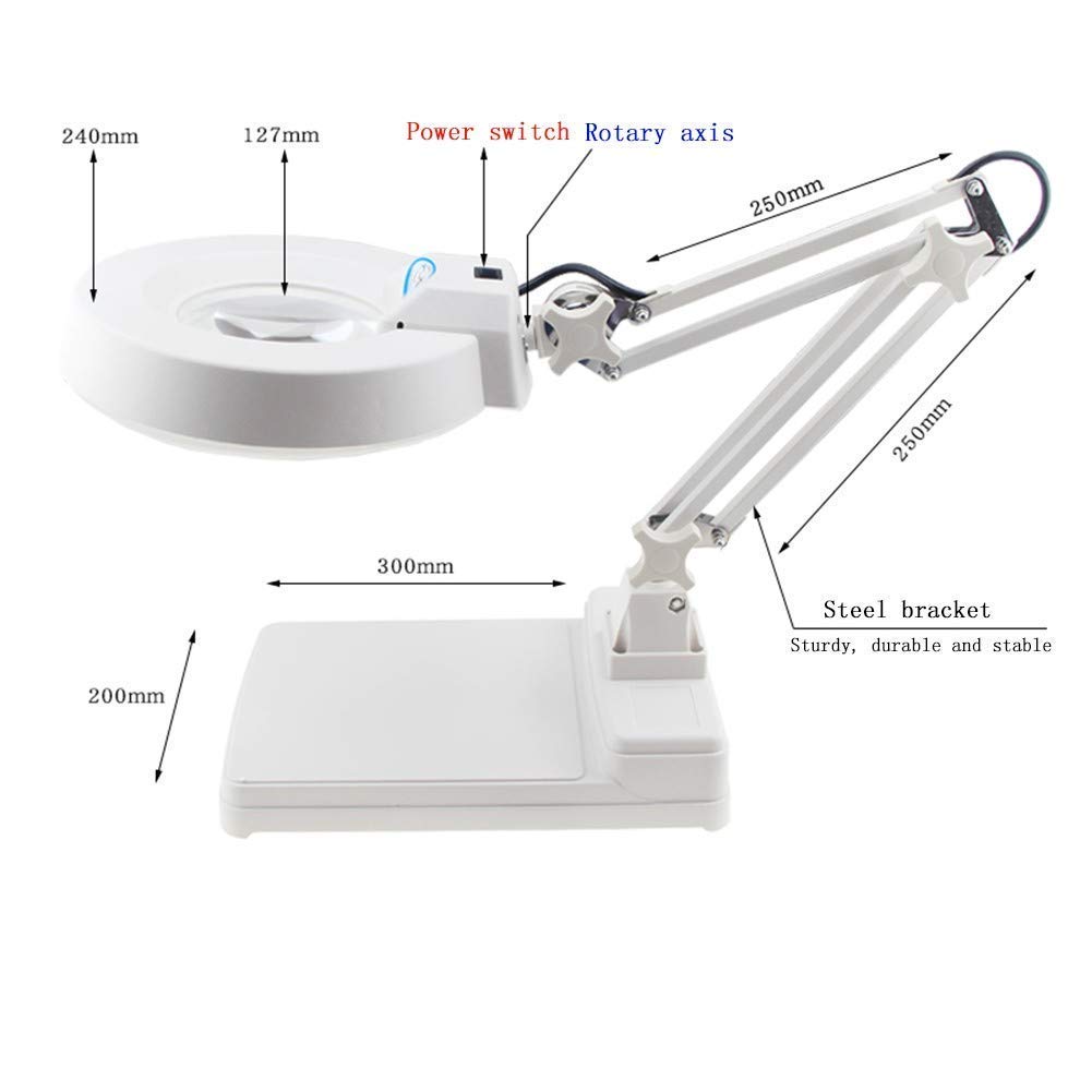 Lupa Lupas para Lectura Lupa de Lectura de sobremesa Lupa LED de Alta Potencia Lupa Gratuita LED Brillante Que Ilumina a Personas Mayores (Vidrio Blanco 10X) (Vidrio Verde 5X)