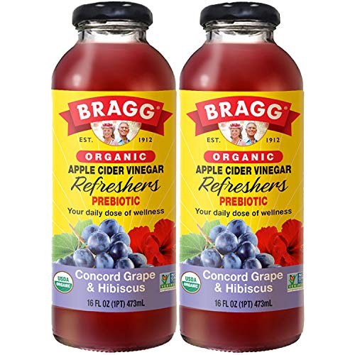 Bragg Organic Apple Cider Vinegar Beverage, Concord Hibiscus - 16oz, 2 Pack