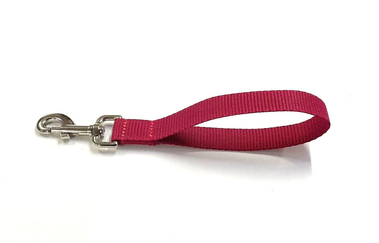 Short Close Control Dog Training Lead Traffic Walking Leash 25mm Polypropylene Webbing (Burgundy, 10 Inches)