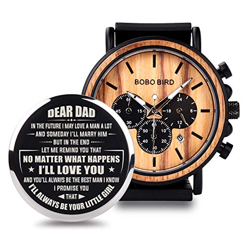 BOBO BIRD Mens Personalized Engraved Wooden Watche, Stylish Wood & Stainless Steel Combined