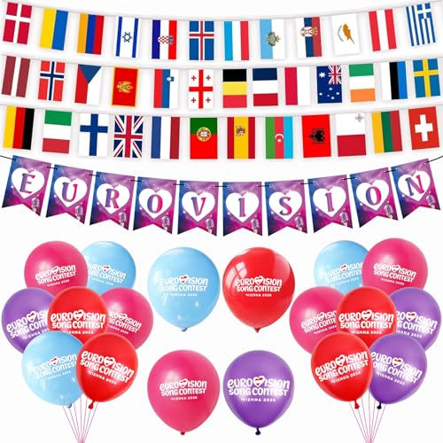 Eurovision Party Decorations 2026 Eurovision Song Contest Decorations Eurovision Party Supplies for Garden Bar Restaurant