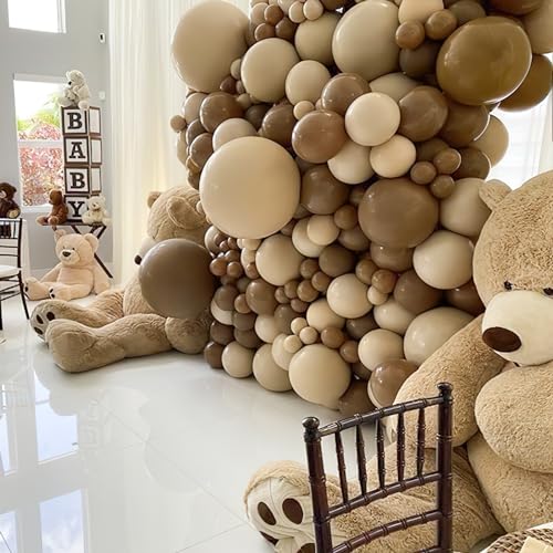 Image of PartyWoo Brown Balloons 127 pcs Different Sizes of 36 18 12 10 5 Inch Boho Neutral Coffee Dark Brown Balloon Arch Kit Garland for Wedding Baby Shower Gender Reveal Birthday Party Decorations Brown-F09
