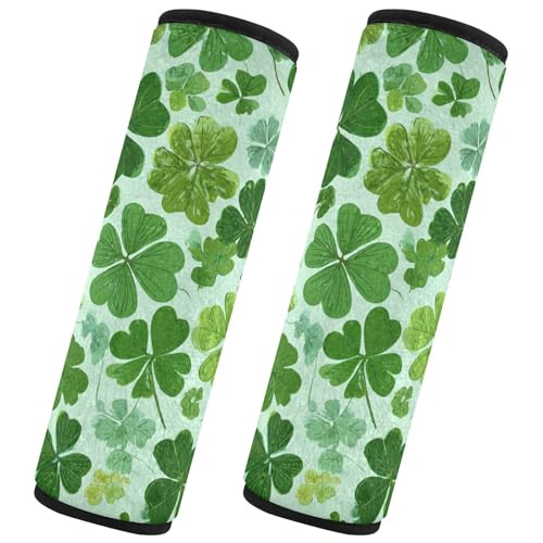 Image of 2 PC Green St Patrick Clover Seatbelt Covers Seat Belt Cover Pad for Adults Boys Girls Car Seat Strap Covers Pads Cushion Universal Shoulder Strap Pad Protector for Backpack Camera Bag 10x7.7Inch