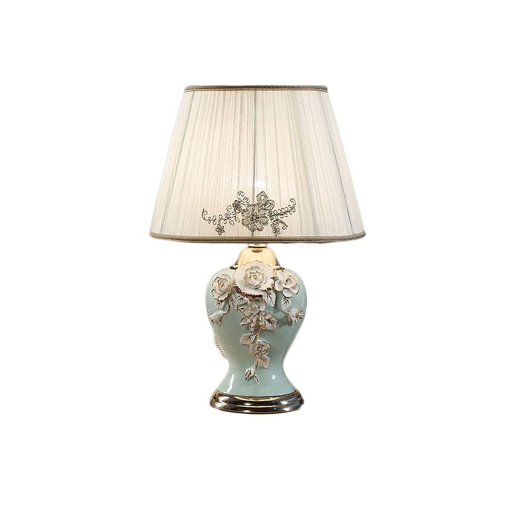 Lámpara de mesa Lampada da tavolo in ceramica intaglio dei fiori del comodino della lampada da comodino moderna lampade comodino semplici adatta for il soggiorno e la camera da letto dormitorio y sala
