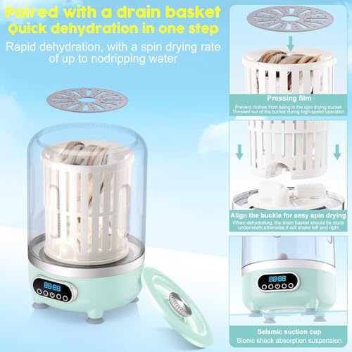 Image of Portable Washing Machine and dryer Underwear Washer,Upgraded Portable Mini Washing Machine,Rechargeable Cordless portable washer, Laundry Cup for Bra, Underwear, Socks(3Lgreen)