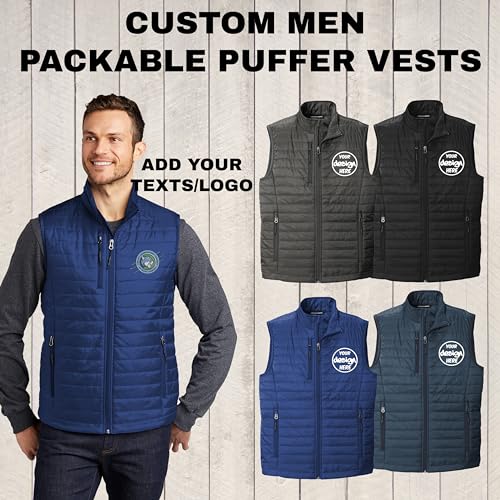 INK STITCH Men J851 Custom Personalized Embroidery Logo Texts Puffer Packable Winter Vests4