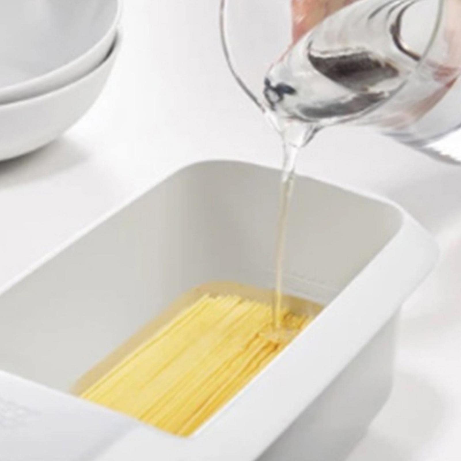 a-r Pastakoker, magnetron-pastamkoker met zeef, snelle pasta-groentestomer, BPA-vrij, vaatwasmachinebestendig, zwart, rechthoekig, kunststof