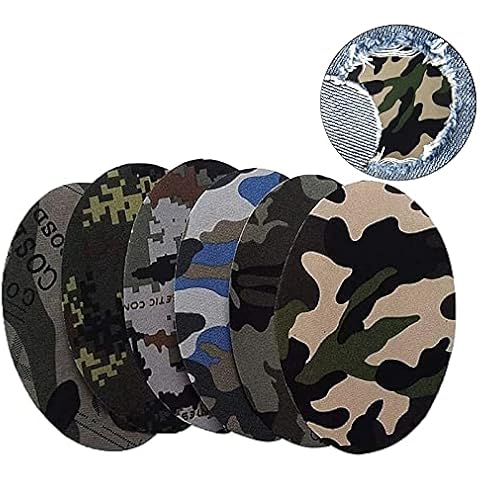 Shuny 12 Pcs Applique Patch, Camouflage Oval Shape Fabric Patches, Elbow Knee Iron On Sew On Denim Patches Pack, for Repair Sewing Elbow Knee Iron on Appliques Cover