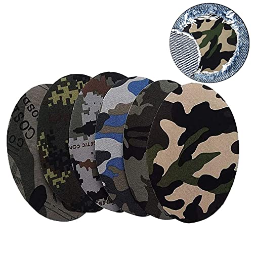 12Pz Toppe Termoadesive,Forma Ovale Tessuto Mimetico Toppe, 6 Colori Ferro-on Turno Patch Fai Artigianato Vestiti Patch Riparazione Kit Accessorio