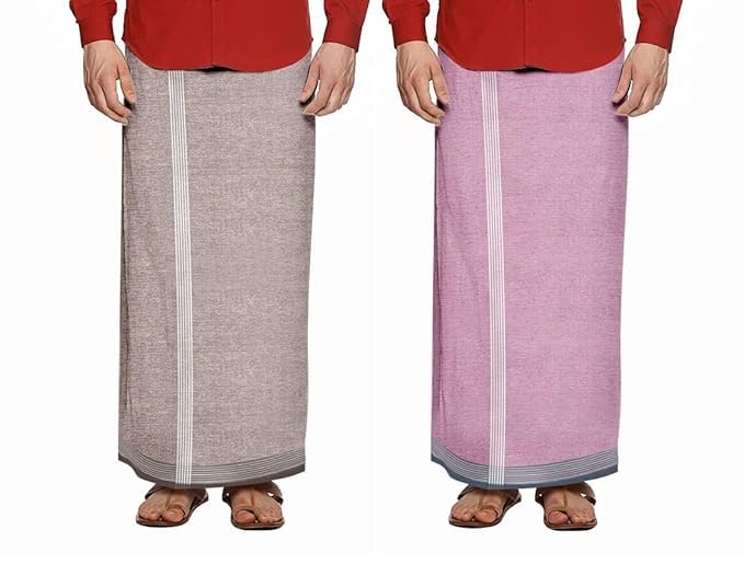 Image of Men's Cotton Lungi | Traditional Indian Wear | Soft & Breathable Checked Lungis for Daily Comfort, Home Wear & Casual Use | Free Size Wrap