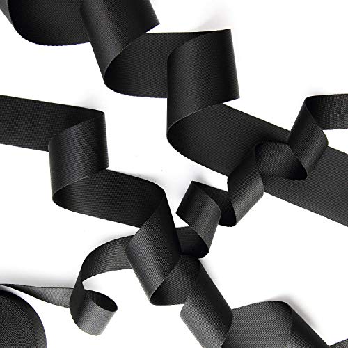 Golden Pearl Black 2 Inch Wide 10 Yards Nylon Heavy Duty Webbing Strap,Polypropylene Heavy Straps for Bags, Hammocks, Outdoor Climbing and DIY Making Luggage Strap, Pet Collar, Backpack Repairing
