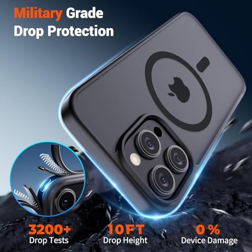 Image of iPhone 15 pro Magsafe Hard Back Case | Matte Design & 360 Protection | Military-Grade Apple iPhone 15 pro Cover | Strong Magnet Back - Black