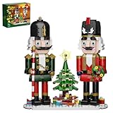 Christmas Nutcracker Building Kit with LED Light, Xmas Decorative Nutcracker Building Sets, Contains Christmas Tree, Wreath, Cane,Compatible with Lego Festival Gift (690 Pieces)