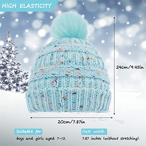 Kids Winter Pompom Hat Colorful Dots Knitted Ski Beanie Hat For Boys Girls 7-12 Years #TOP3