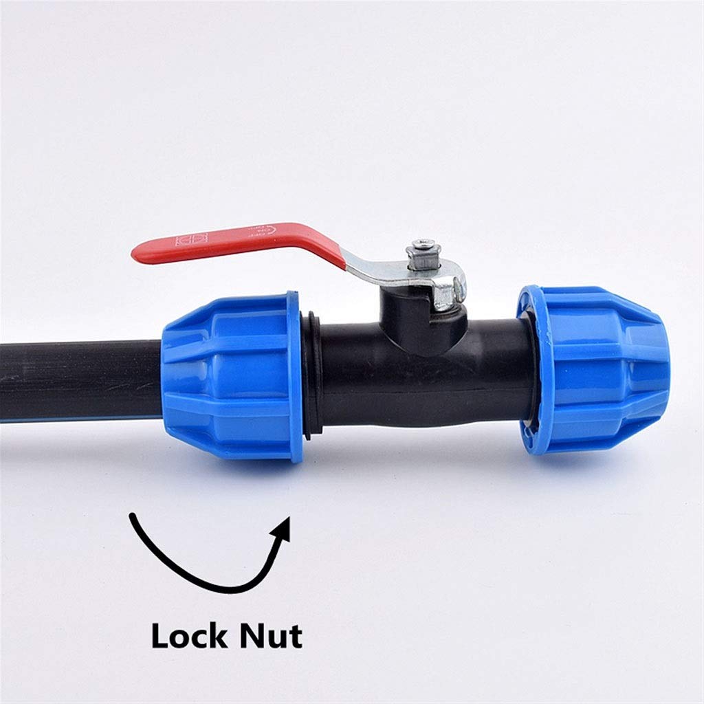 Válvula de bola de PVC, Pelota Conector rápido de unión PVC, accesorios for tuberías agua, menos núcleo, GardenAgri, 20-50mm, azul(50mm)