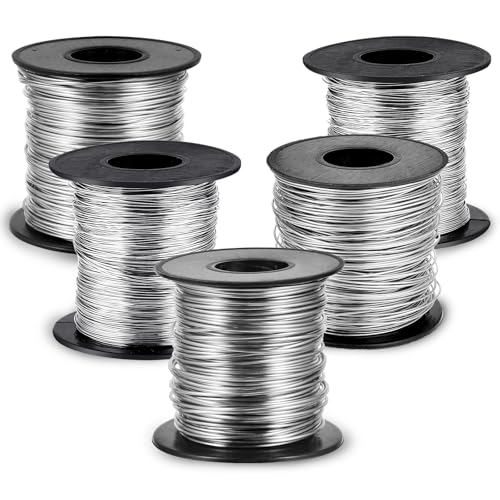 5 Rolls Jewelry Wire for Jewelry Making 18/20/22/24/26 Gauge Silver & Stainless Steel Bendable Tarnish-Resistant Beading Wire for Crafts Engraving Pliers