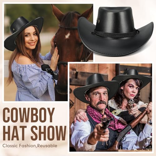 Image of Zhanmai 12 Pcs Cowboy Hat and Bandana Cowboy Cowgirl Hats Bulk Western Party Costume Halloween Accessory
