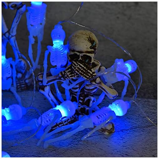 PIXFAIRY Halloween String Lights Skeleton Lights, 15LEDs Skeletons Decoration, Spooky Halloween Lights for Party Patio Indoor Outdoor - Image 3