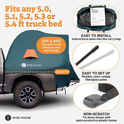 Wise Moose Truck Tent Bed - Truck Bed Tent Fits 5.0-5.4 Ft Truck Beds. Next Level Truck Camping With Wise Moose Truck Bed Camper #TOP1