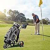GYMAX Golf Trolley, Folding 3 Wheel Golf Push Cart with Foot Brake, Umbrella & Cup Holder, Adjustable TPR Handle and Mesh Bag, Lightweight Golf Bag Holder - Image 8