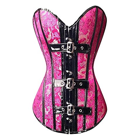 Steampunk Corset Gothic Women Jacquard Clothes Plastic Boned Buckled Bustier Burlesque Overbust Lace Up Shapewear (Color : Purple, Size : XL) Cover