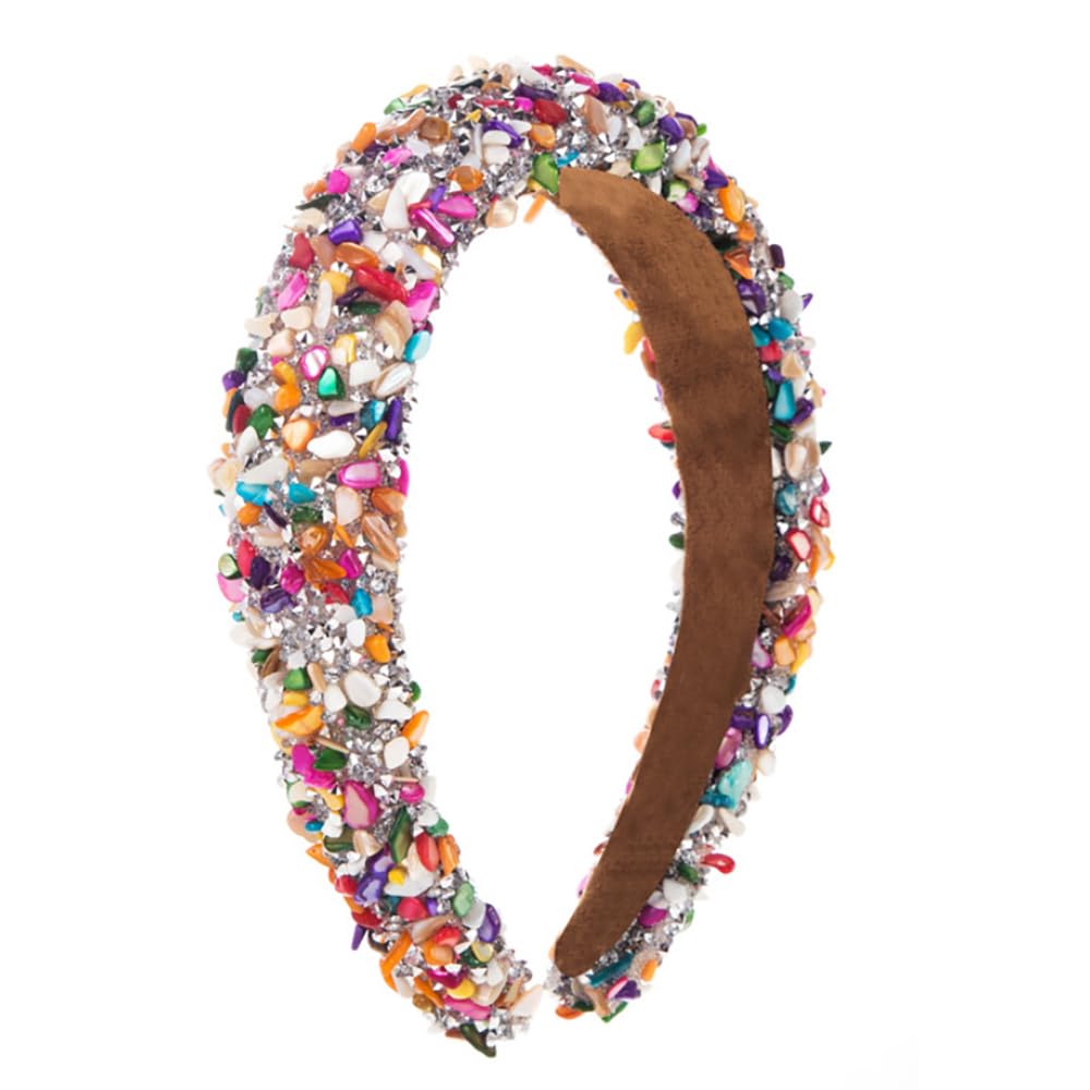 Cerchietto per capelli da donna, con gemma barocca colorata, ampia fascia per capelli, con strass, copricapo per matrimonio, compleanno, festa, uso quotidiano, colorato