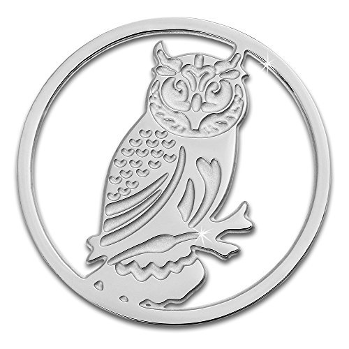 Amello Owl Coinsschmuck Silver 30 mm Stainless Steel Ladies deposits Corner ESC520J