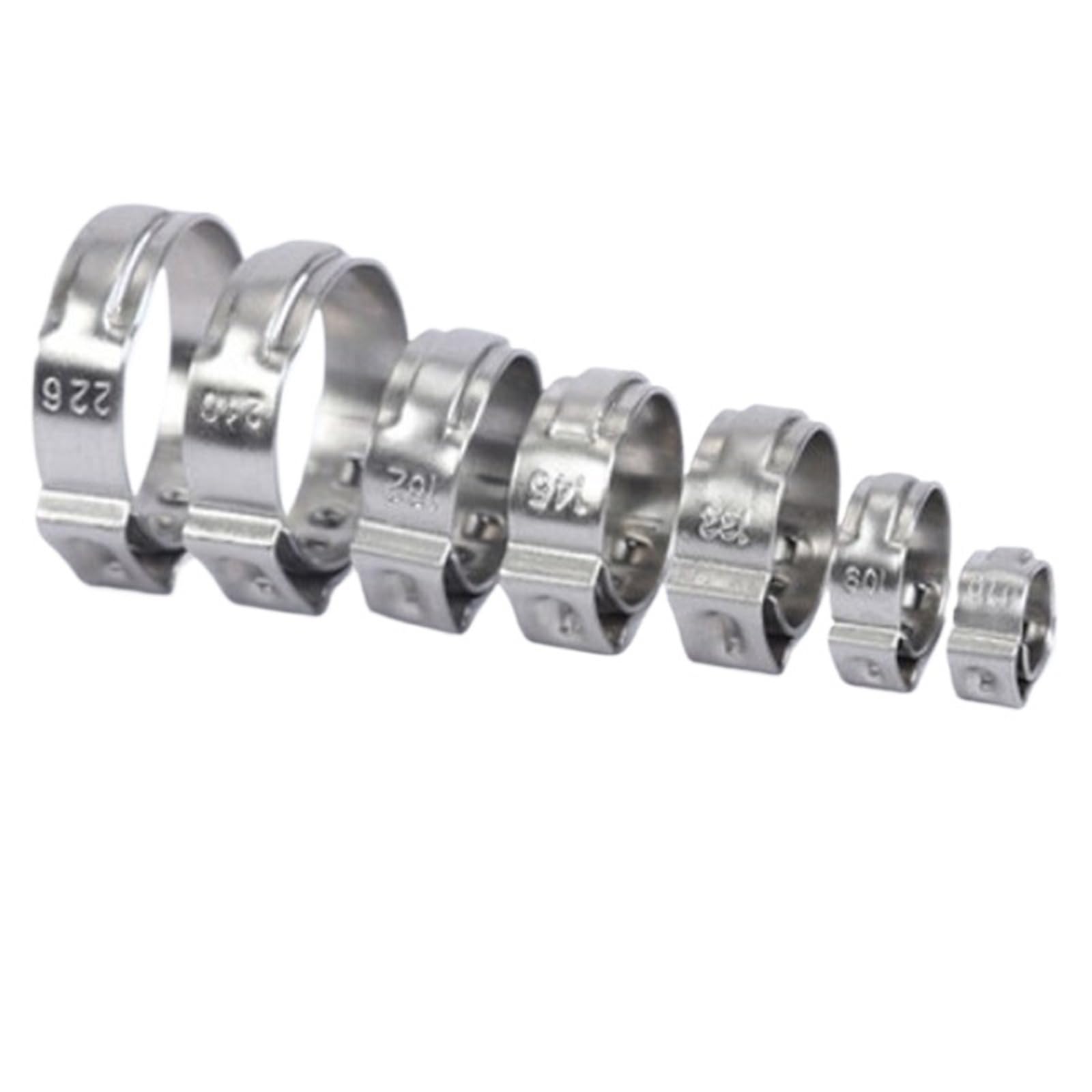 Hose Clamps Stainless Steel 5-20pcs/lot 5.30mm to 50mm Pipe Clamp Stainless Steel Single Ear Hose Clamps Assortment Kit(16.6-19.8mm 10pcs)