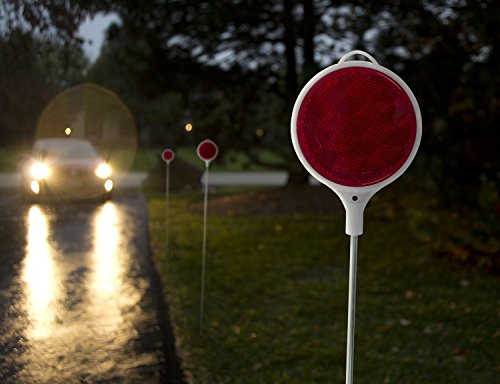 Image of Blazer International 376RDM-24 36 inch Red Reflective Driveway Markers - 24-Pack Two-Way Round Reflectors with Galvanized Steel Posts for Safety Marking