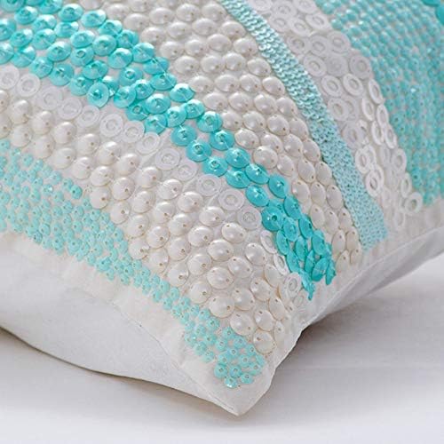 The HomeCentric Azul Cojin Funda, Paquete De 2, 50x50 Cm Seda Jacquard
