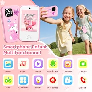 CHAKEYAKE Téléphone pour Enfants 4G Débloqué, Smartphone pour Enfants avec Double Caméra, Écran Tactile HD 2.8", Lecteur MP3, Lampe Torche, Jeux Éducatifs, Cadeau pour Garçons Et Filles 3-12 Ans