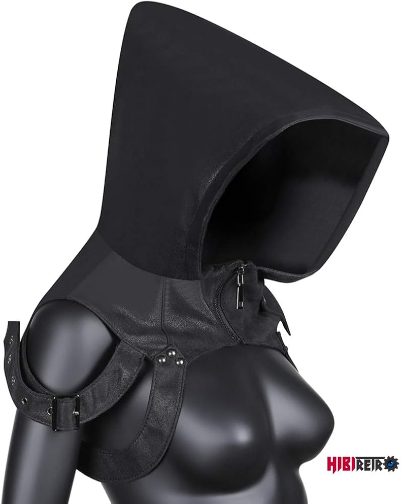 HIBIRETRO Steampunk Rogue Cowl Hat with Adjustable Arms Buckles, Unisex Adults Costume Hooded Cape for Cosplay Halloween Dress Up and Daily Wear - Black : Clothing, Shoes & Jewelry