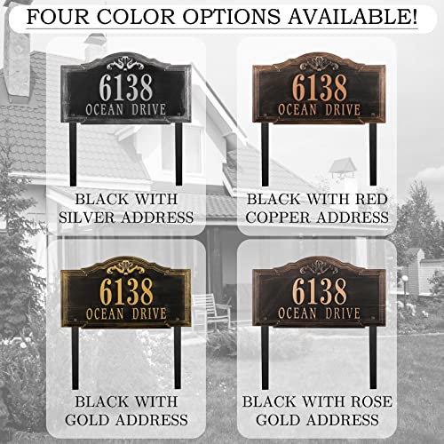 Address Plaque Lawn Mounted - Personalized Address Sign,House Address Numbers For Outside House,House Numbers Sign Plaque Plate For Lawn,Garden,Yard,Ground Large Options 911 Visibility With Stake（Rose Gold) #TOP1