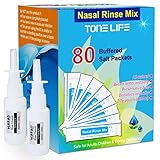 TONELIFE 80 Count Saline Nasal Care Refills - Nasal Salt 2.7g Each Pouch | Refill Kit | 80 Buffered Salt Packets | for 300ml 500ml Sinus Rinse Kit-Nose Cleaner-Nasal Wash Bottle