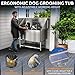 KANIS Professional Dog Washing Station - 304 Stainless Steel Pet Wash Sink & Grooming Bath Tub for Home with Ramp, Shower, Floor Grate, Storage Shelf, Faucet, Drain Kit for Large, Medium & Small Pets
