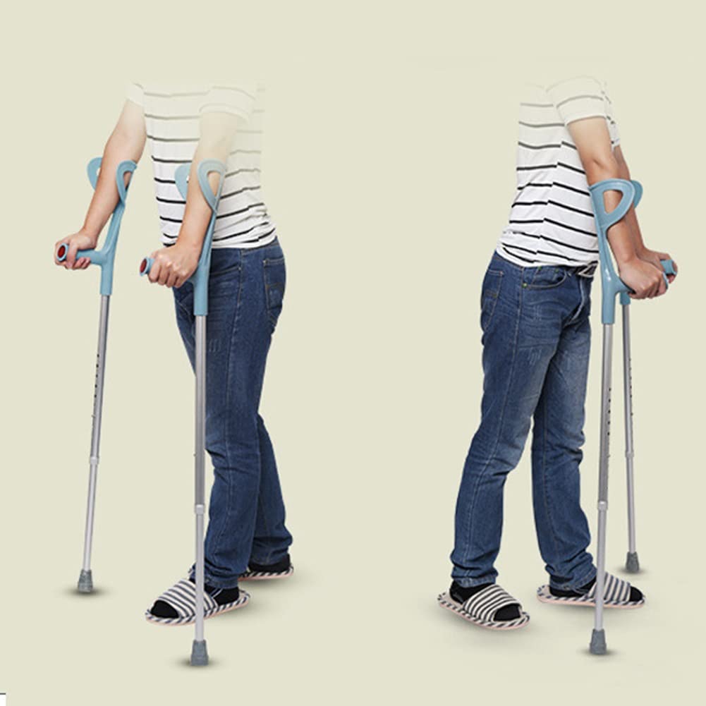 Muletas de Antebrazo para Adultos, Bastones Ergonómicos para Caminar, 10 Alturas Ajustables, Andador para Ancianos, Altura Aplicable: 140-190 cm (Color : Silver (1 Pair))