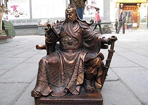 Amazon.co.jp: 関羽像 銅像中国赤の青銅色の銅の座っているguan gong