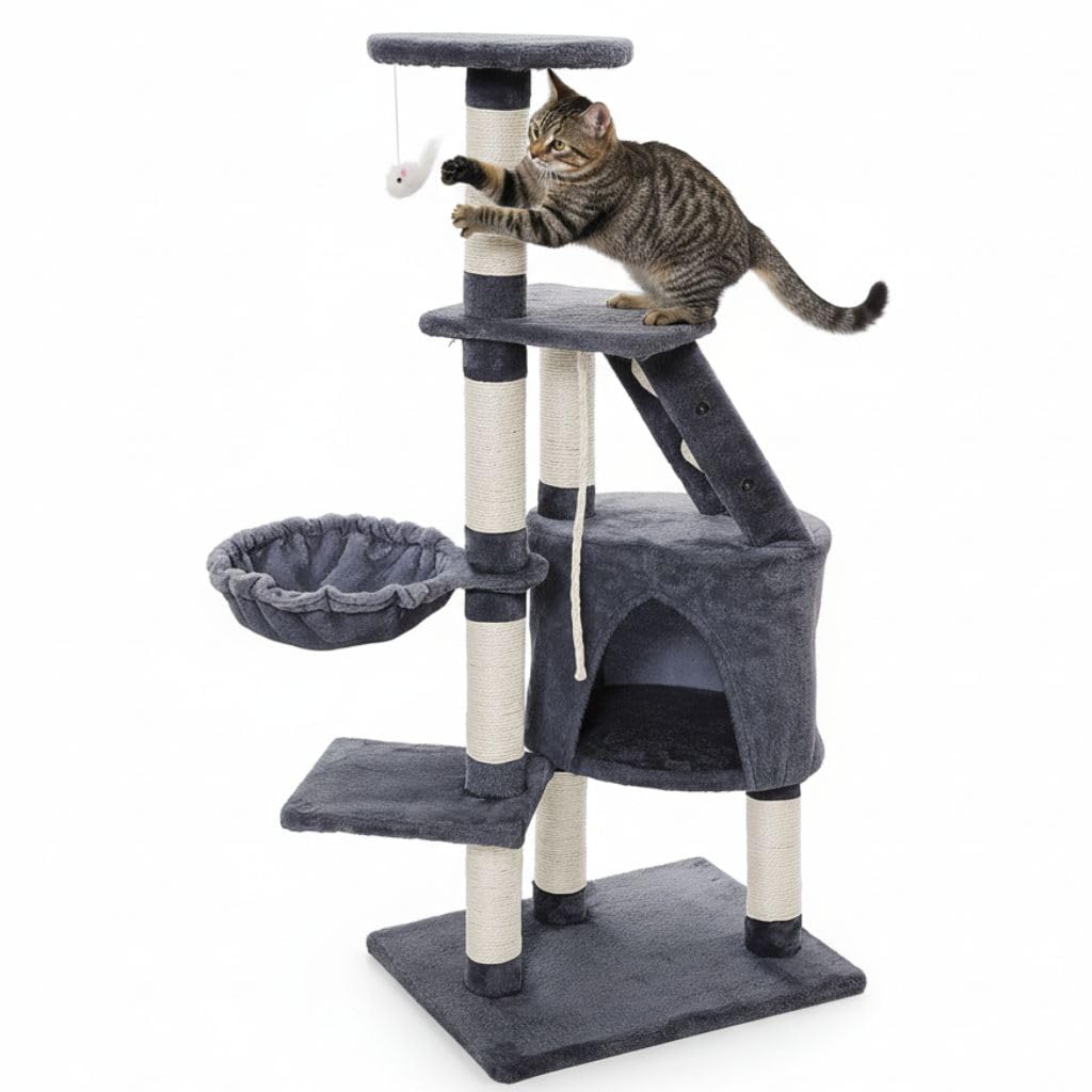 Melko Rascador mediano para gatos, 120 cm, color gris
