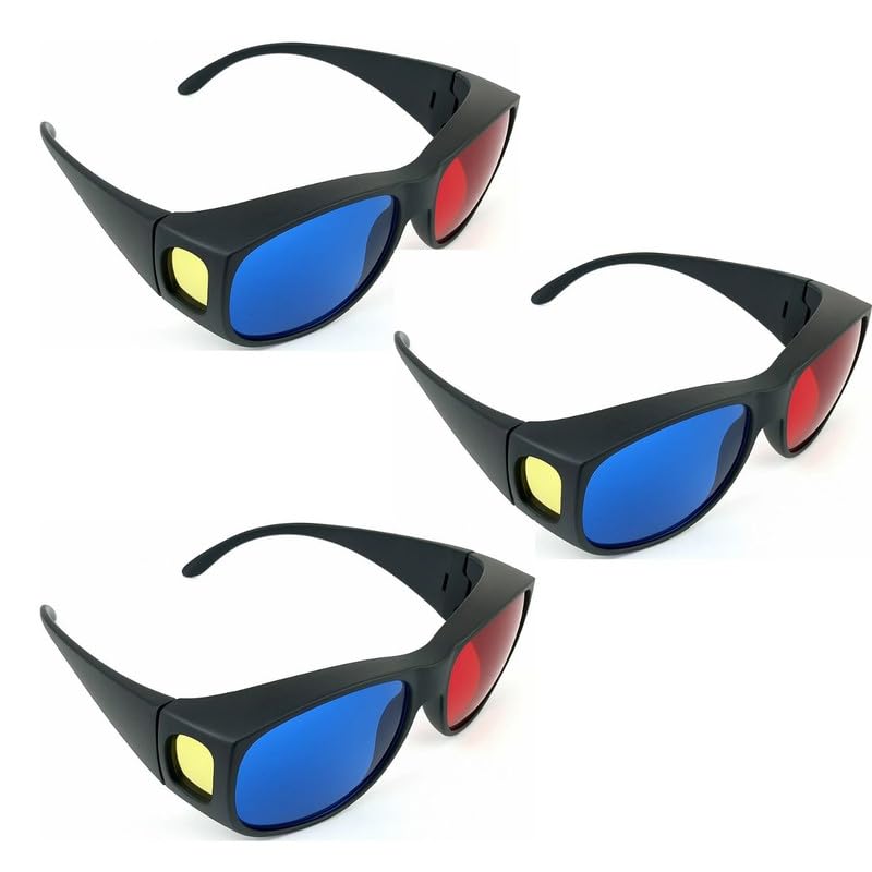 Image of Red Cyan 3D Glasses for YouTube Videos | Anaglyph Red Blue 3D Viewing Eyewear | Hard Scratch-Resistant Lens | Flexible Frame | Home Cinema Projector Compatible | Pack of -3
