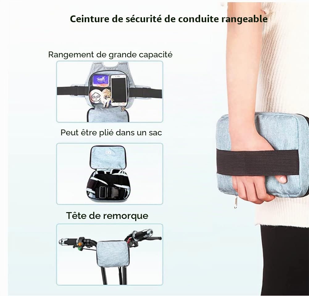 Ceinture de sécurité de moto pour enfant - Longueur réglable - Avec bandes réfléchissantes - Convient pour les enfants de 2 à 12 ans