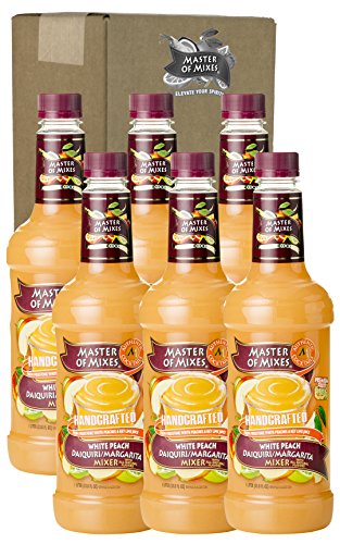 Master of Mixes White Peach Daiquiri / Margarita Drink Mix, Ready To Use, 1 Liter Bottle (33.8 Fl Oz) (Pack of 6)