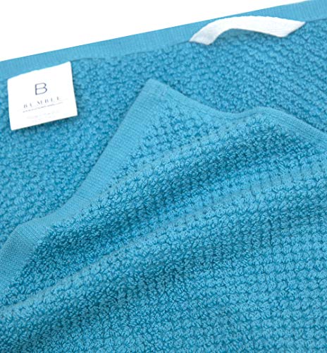 Kitchen Towels 16”X 26”- 6 Pack | Large Cotton Kitchen Hand Towels | Dish Towels | Popcorn Stripe Design | 400 Gsm Highly Absorbent Tea Towels Set With Hanging Loop | Dish Towels For Kitchen | Aqua #TOP3