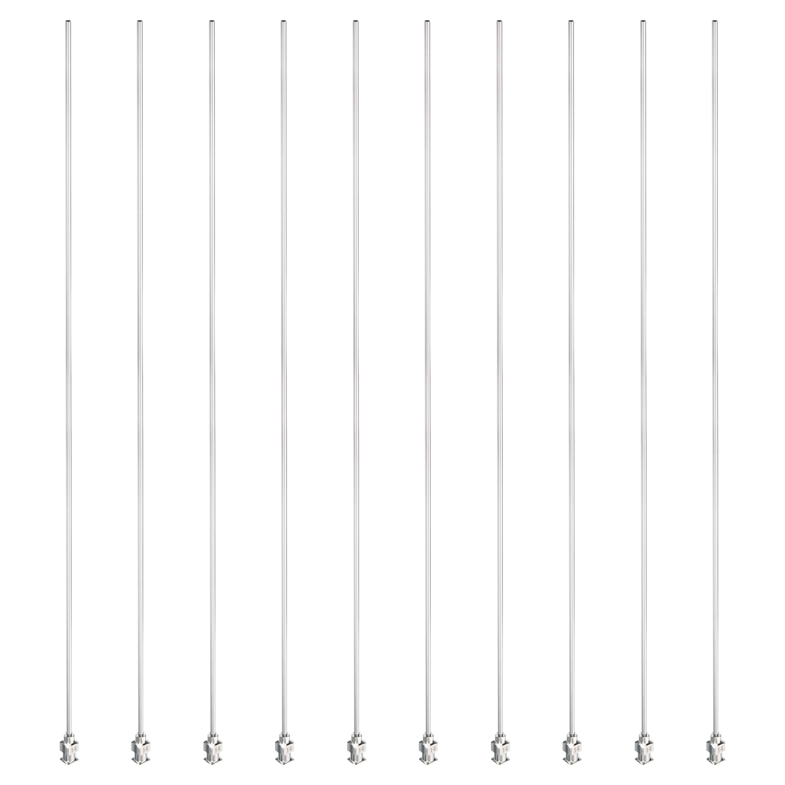 PATIKIL 14Ga x 12 Zoll Edelstahl Dosiernadeln 10Pcs Metall Klebenadel Röhrchen Stumpfe Spitzen Luer Lock Dicke Klebstoffe Tinte Labor Silber