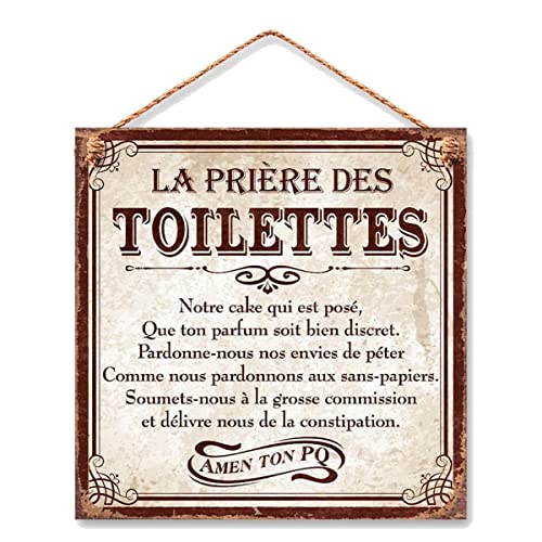 Rétro Plaque métallique à Suspendre Prière des Toilettes 20 cm