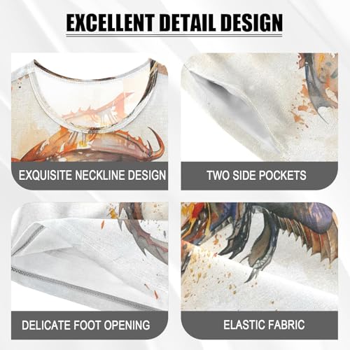 senya Short Sleeve Pajamas Sets Summer Cotton Sleepwear Watercolor Flying Dragon4