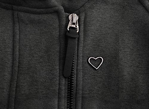 ELFIN Damen Lange Kapuzenpullover Zipper Hoodie Herbst Winter Pulli Sweatjacke mit Reißverschluss, Dunkel Grau, XXL