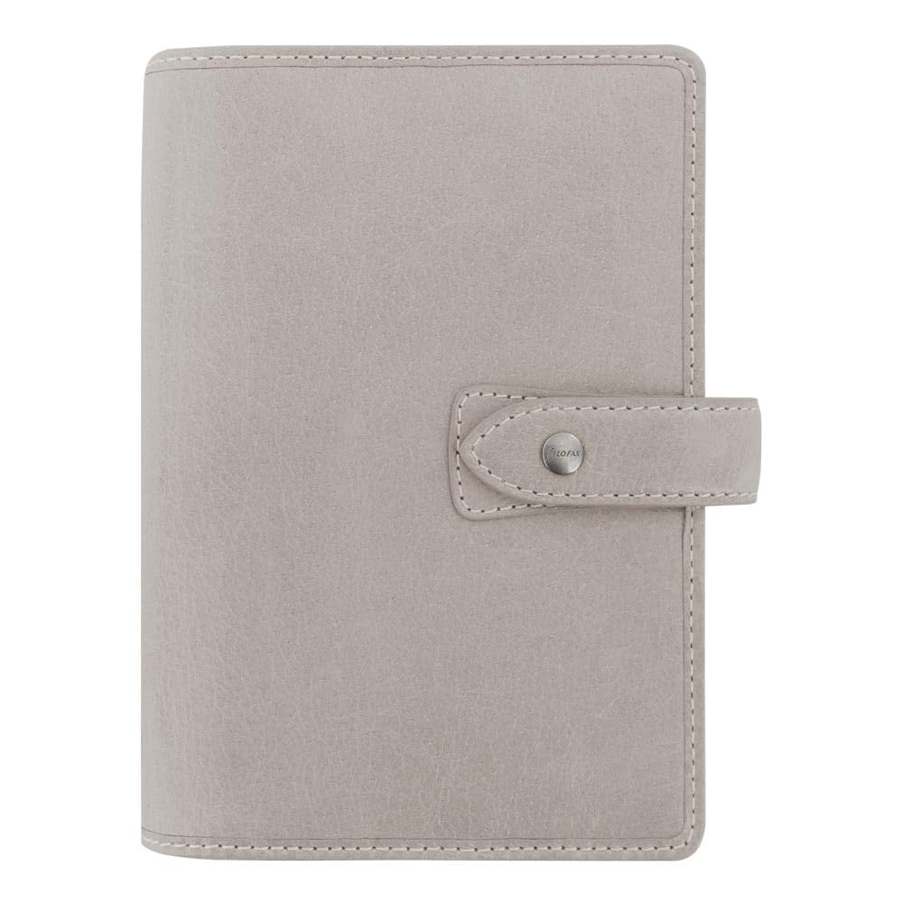 FilofaxMalden Organizer, Personal Size, Stone - Tactile, Full-Grain Buffalo Leather, Six Rings, Cotton Cream Week-to-View Calendar Diary, Multilingual, 2025 (C025811-25)