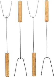 Yardenfun 4 Pçs Espetos De Churrasco Para Churrasco Ao Ar Livre Espeto De Churrasco Para Churrasco Marshmallow Torrador Shish Kebob Espeto De Aço Inoxidável Acampamento Churrasco Espeto